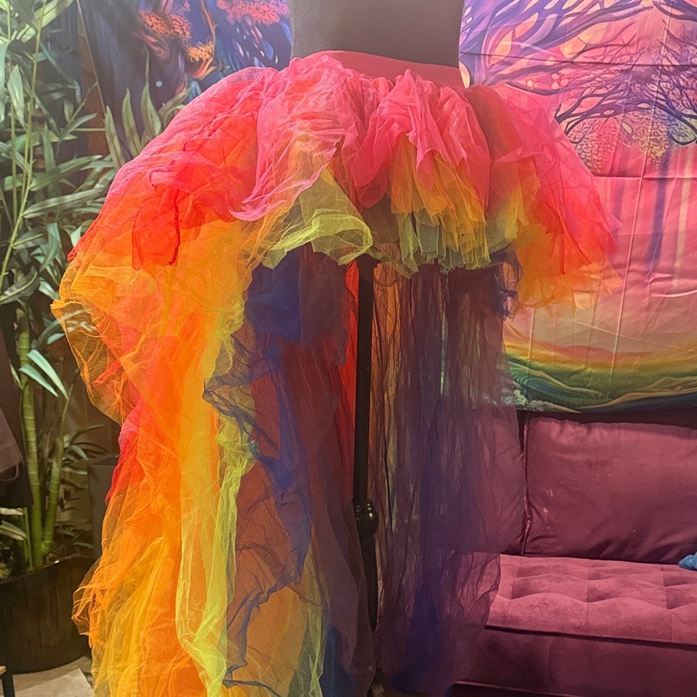 Pride Rainbow High-Low Tulle tutu Skirt elastic waist S/M Altered/improved